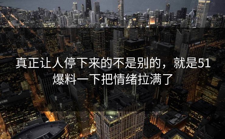真正让人停下来的不是别的，就是51爆料一下把情绪拉满了