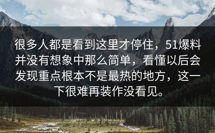 很多人都是看到这里才停住，51爆料并没有想象中那么简单，看懂以后会发现重点根本不是最热的地方，这一下很难再装作没看见。