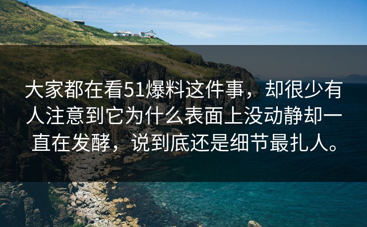 大家都在看51爆料这件事，却很少有人注意到它为什么表面上没动静却一直在发酵，说到底还是细节最扎人。